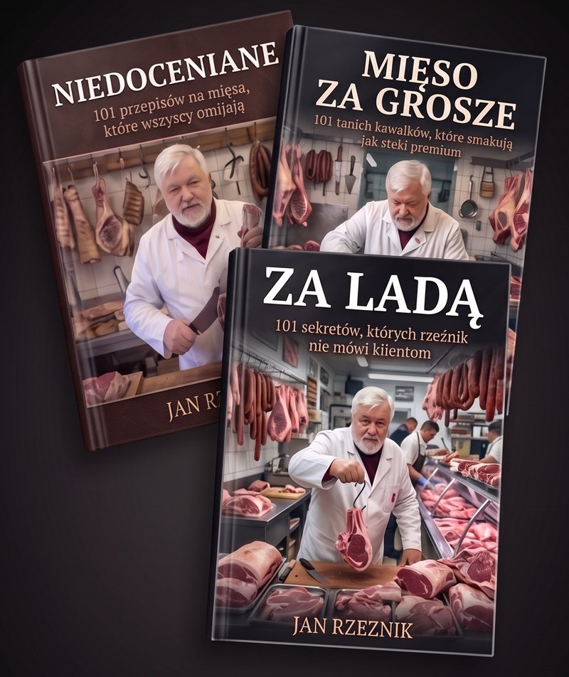 Trzy książki z pakietu Biblioteka rzeźnika: Niedoceniane, Mięso za grosze i Za ladą